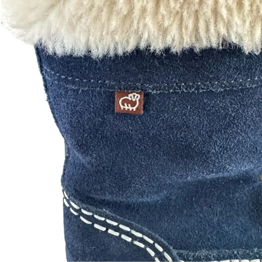 LAMO Girls’ Taylor Suede Fashion Boots Faux Fur Blue Size 5 Winter Warm